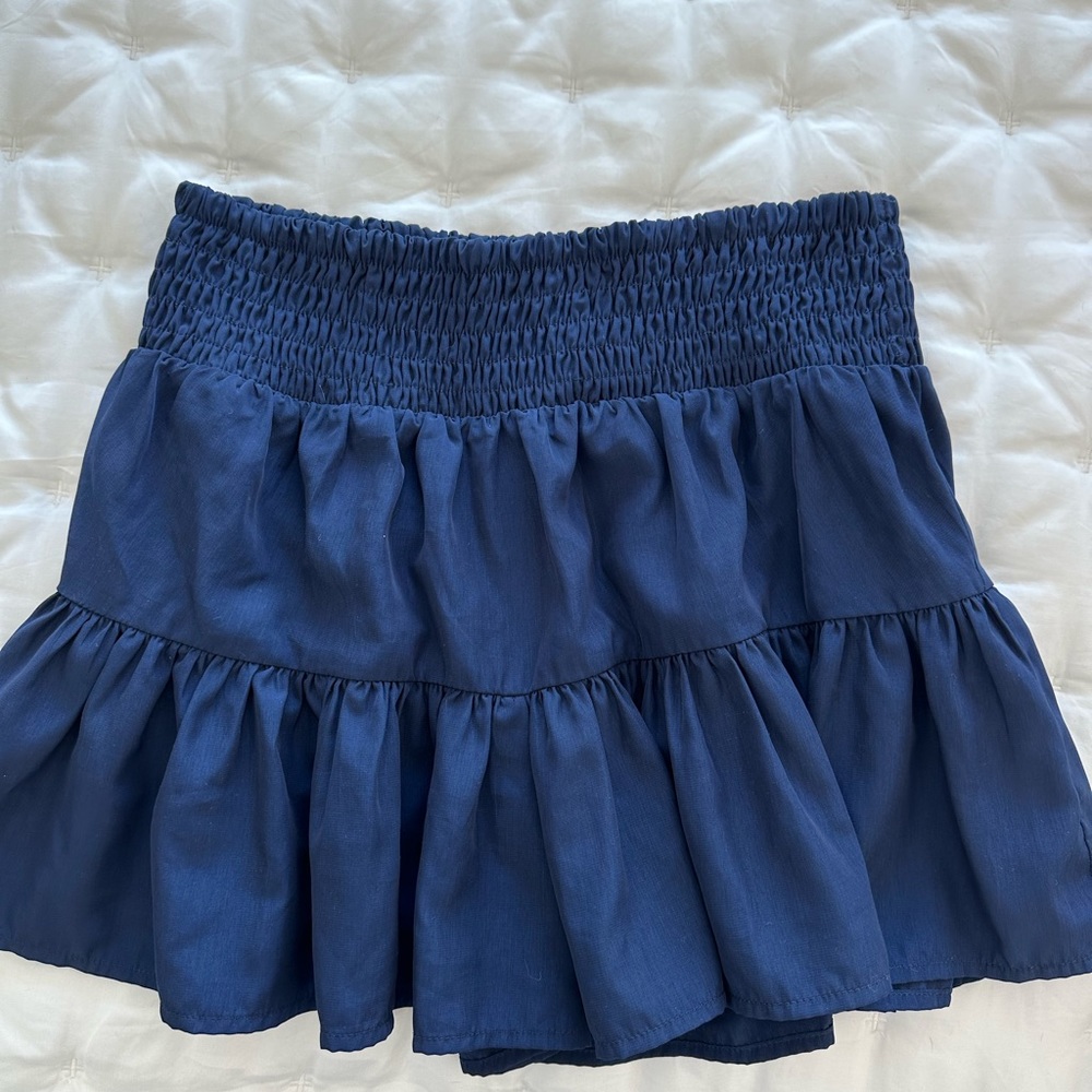 Silky Navy Blue Skort